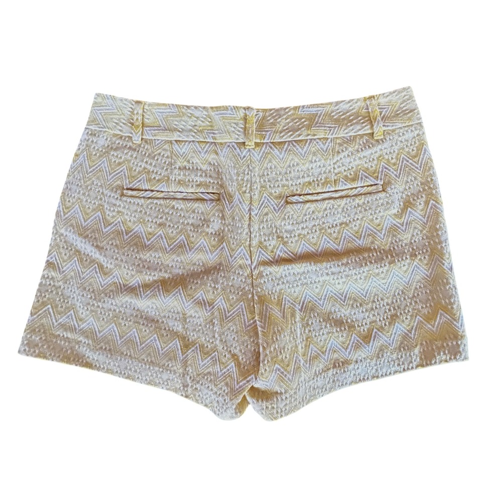 Ann Taylor Factory Womens Yellow White Chevron Jacquard Shorts Size 6 Geometric - Picture 5 of 7